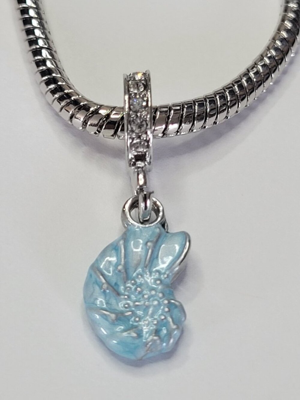 NWT For Pandora Charm Bracelets Blue Enameled Silver Nautilus Sea Shell Dangle - Picture 2 of 5